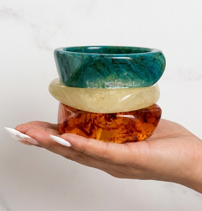 Poolside Chill Editorial Resin Bangle Set